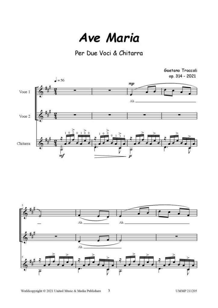 Ave Maria for Two Voices and Guitar